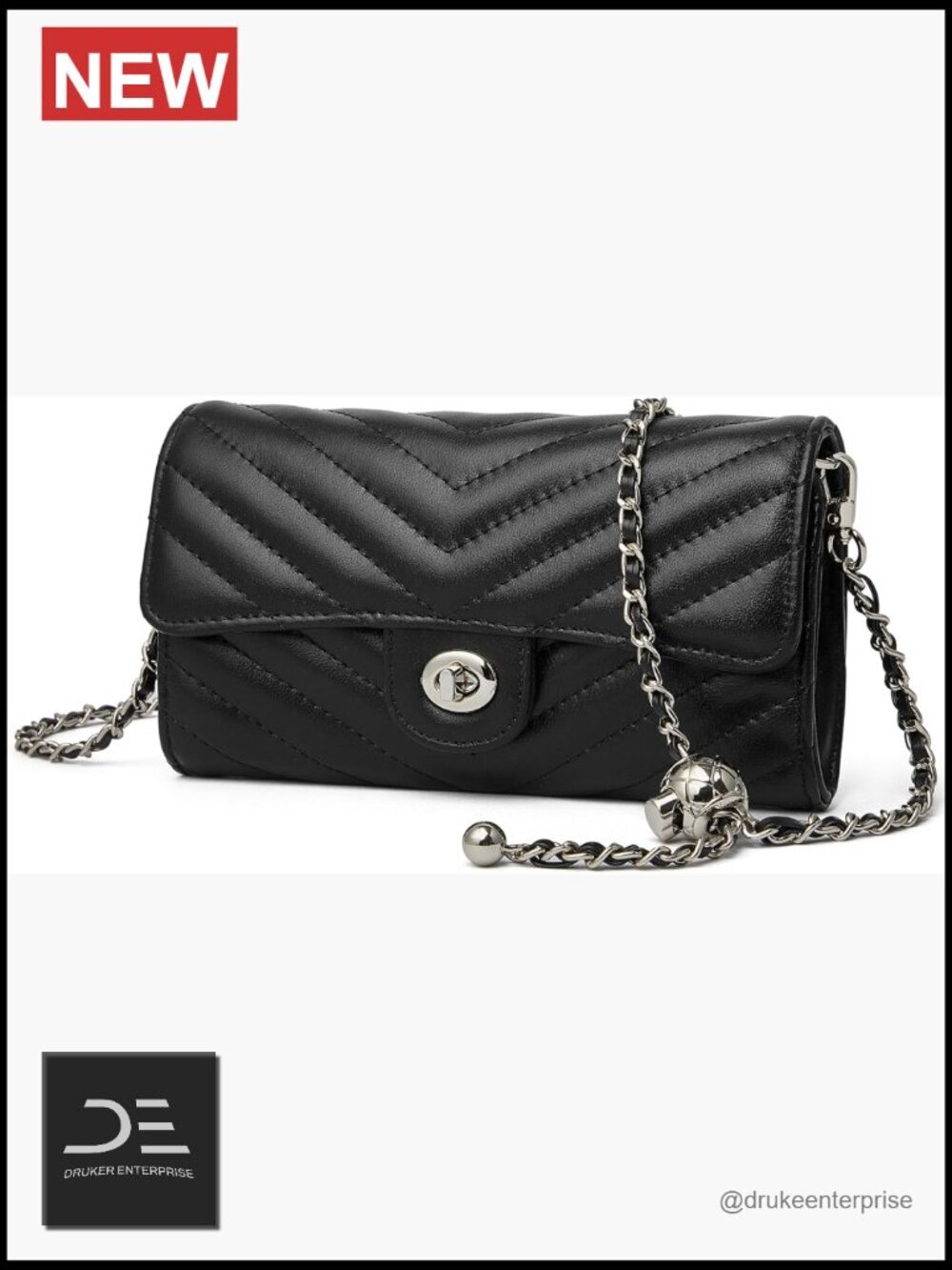 Small Quilted Leather Crossbody Bag with Detachable Chain Strap